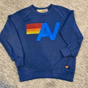 Aviator Nation Blue Sweatshirt with Multicolor Logo